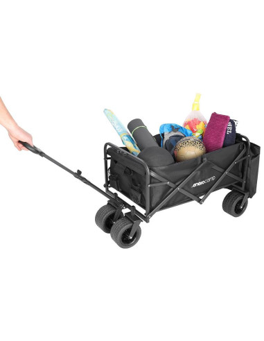 Wózek turystyczno plażowy deluxe składany 90x57x73-96cm z uchwytem czarny