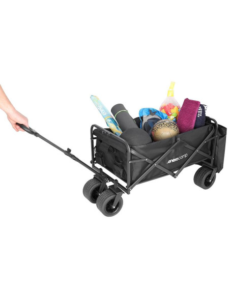Wózek turystyczno plażowy deluxe składany 90x57x73-96cm z uchwytem czarny