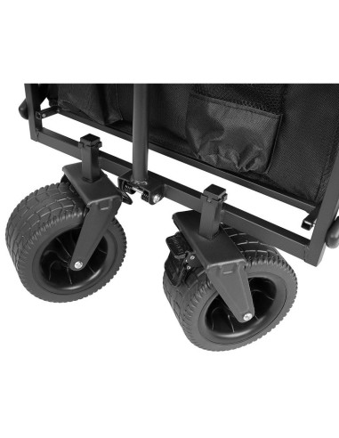 Wózek turystyczno plażowy deluxe składany 90x57x73-96cm z uchwytem czarny