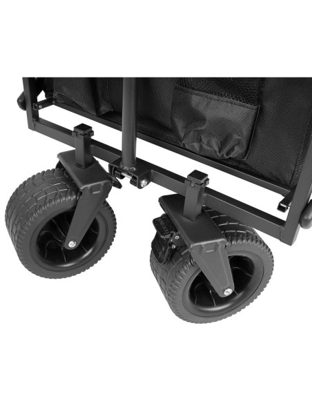 Wózek turystyczno plażowy deluxe składany 90x57x73-96cm z uchwytem czarny