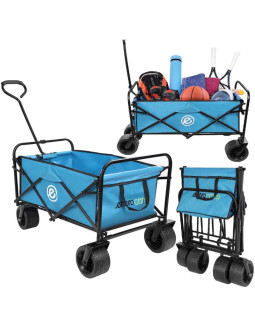 Wózek turystyczno plażowy deluxe składany 66x48x90cm z uchwytem niebieski