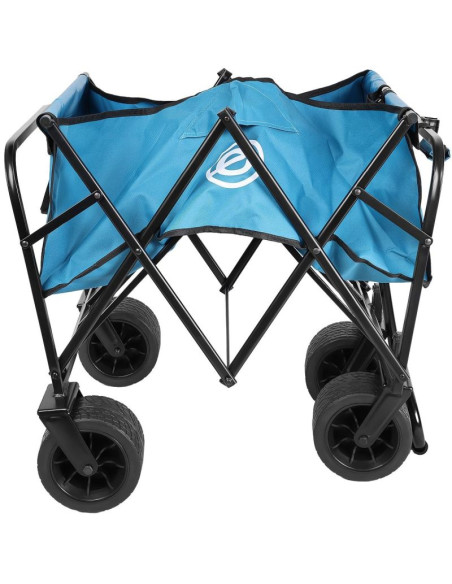 Wózek turystyczno plażowy deluxe składany 66x48x90cm z uchwytem niebieski
