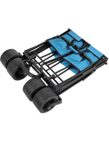 Wózek turystyczno plażowy deluxe składany 66x48x90cm z uchwytem niebieski