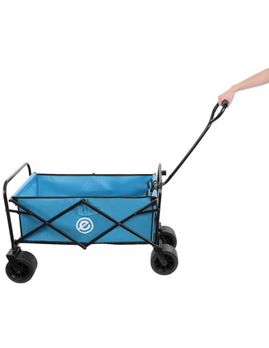 Wózek turystyczno plażowy deluxe składany 66x48x90cm z uchwytem niebieski