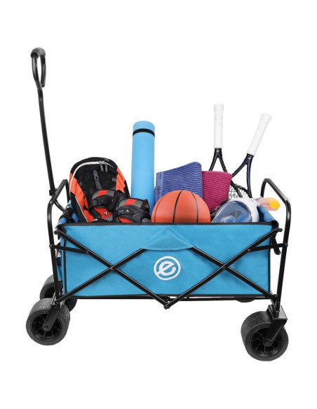 Wózek turystyczno plażowy deluxe składany 66x48x90cm z uchwytem niebieski