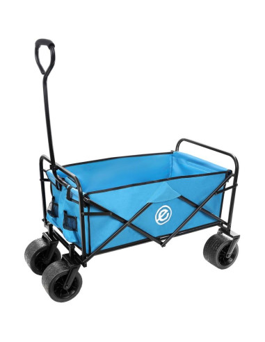 Wózek turystyczno plażowy deluxe składany 66x48x90cm z uchwytem niebieski