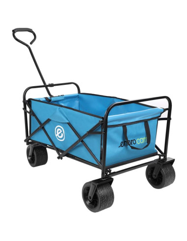 Wózek turystyczno plażowy deluxe składany 66x48x90cm z uchwytem niebieski