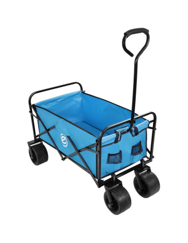 Wózek turystyczno plażowy deluxe składany 66x48x90cm z uchwytem niebieski