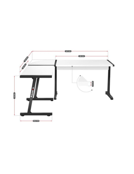 Biurko gamingowe huzaro hero 6.0 white