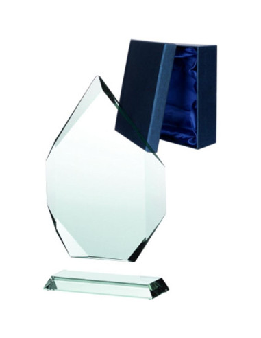 Trofeum szklane z rozklejoną podstawą i etui