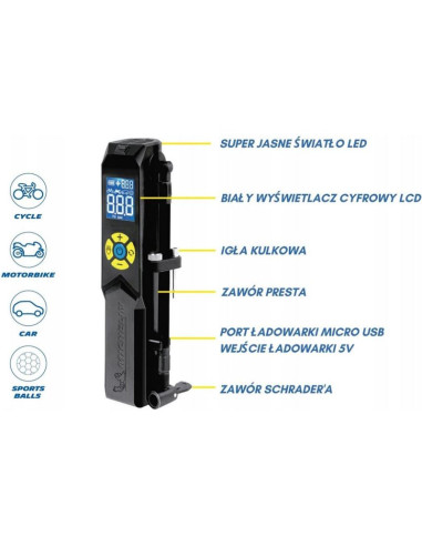 Pompka kompresor turystyczny na akumulator michelin