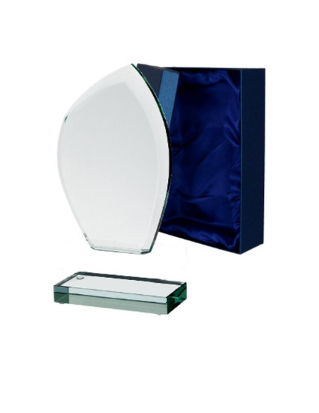 Trofeum szklane z rozklejoną podstawą i etui