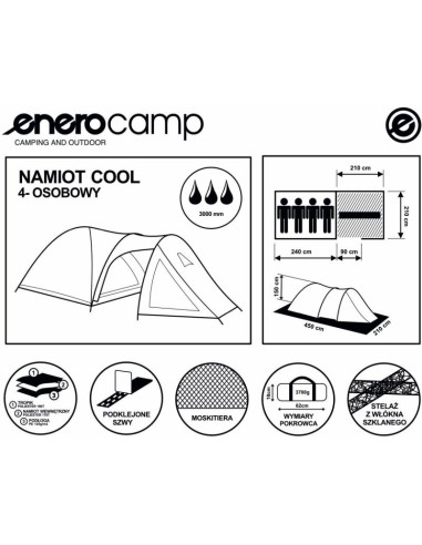Namiot 4 osobowy cool czarno-niebieski enero camp