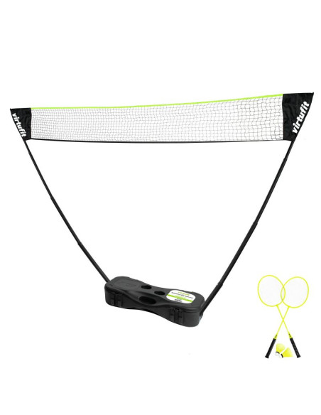 Virtufit zestaw 2-w-1 przenośny zestaw do badmintona i tenisa - w zestawie walizka i rakietki