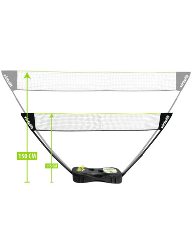 Virtufit zestaw 2-w-1 przenośny zestaw do badmintona i tenisa - w zestawie walizka i rakietki