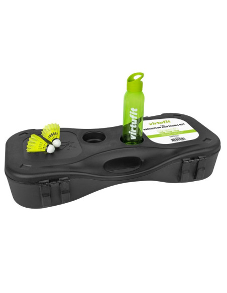 Virtufit zestaw 2-w-1 przenośny zestaw do badmintona i tenisa - w zestawie walizka i rakietki