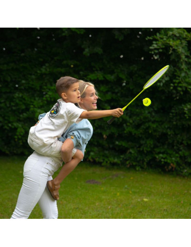 Virtufit zestaw 2-w-1 przenośny zestaw do badmintona i tenisa - w zestawie walizka i rakietki