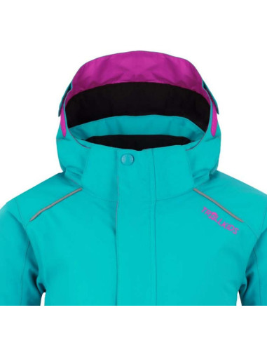 Kurtka zimowa dziecięca trollkids kids holmenkollen snow jacket pro z kapturem turkusowa (913-125)