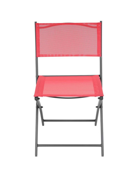 Zestaw mebli balkonowych stolik okrągły i 2 składane krzesła czerwony