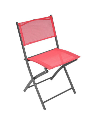 Zestaw mebli balkonowych stolik okrągły i 2 składane krzesła czerwony