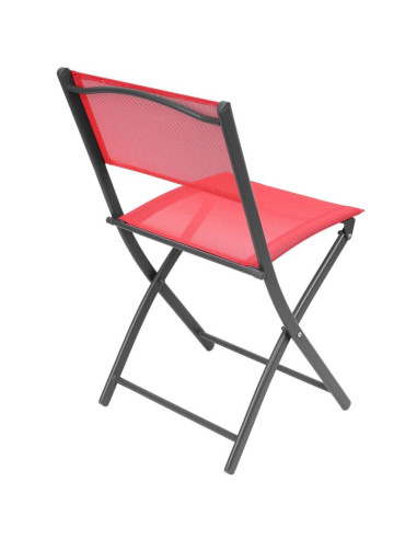 Zestaw mebli balkonowych stolik okrągły i 2 składane krzesła czerwony