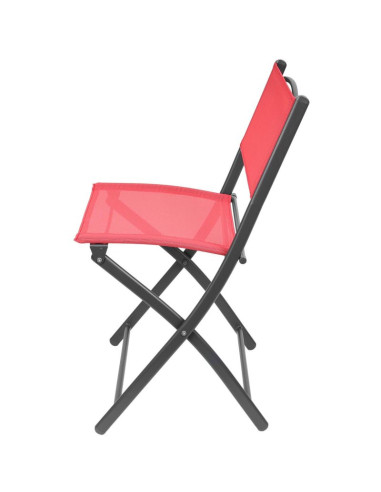 Zestaw mebli balkonowych stolik okrągły i 2 składane krzesła czerwony