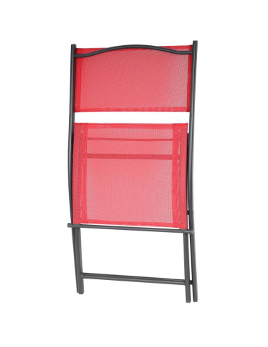 Zestaw mebli balkonowych stolik okrągły i 2 składane krzesła czerwony