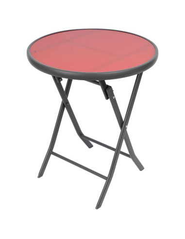 Zestaw mebli balkonowych stolik okrągły i 2 składane krzesła czerwony