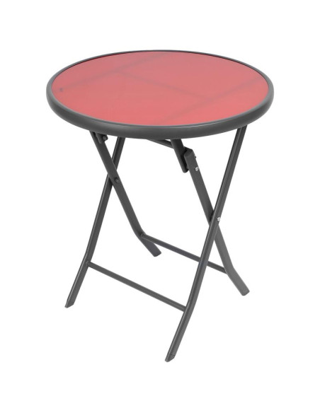 Zestaw mebli balkonowych stolik okrągły i 2 składane krzesła czerwony