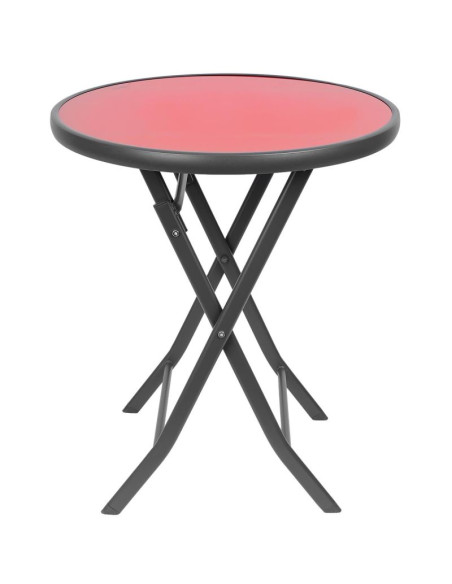 Zestaw mebli balkonowych stolik okrągły i 2 składane krzesła czerwony