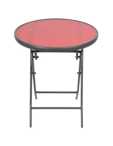 Zestaw mebli balkonowych stolik okrągły i 2 składane krzesła czerwony