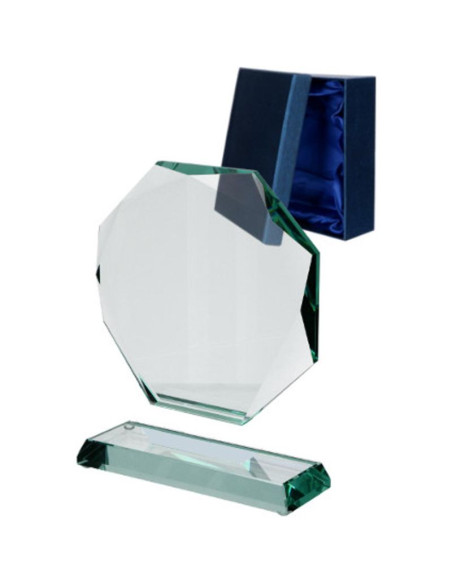 Trofeum szklane z rozklejoną podstawą i etui