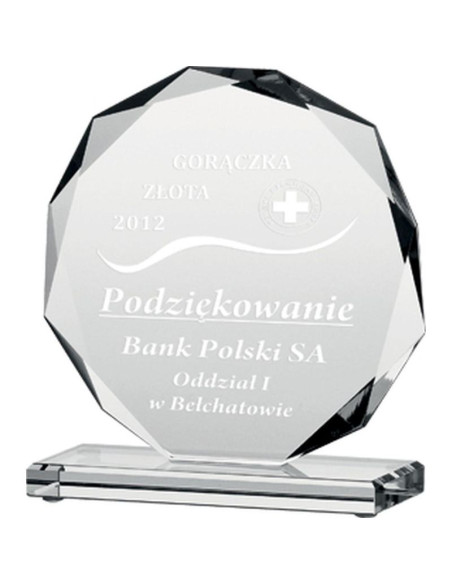 Trofeum szklane grawerowane h19 cm