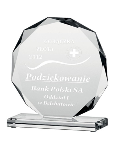 Trofeum szklane grawerowane h19 cm