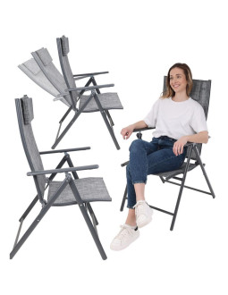 Krzesło ogrodowe 57x68x106cm  2xtextline 7-pozycyjne z zagłówkiem kpl.2szt