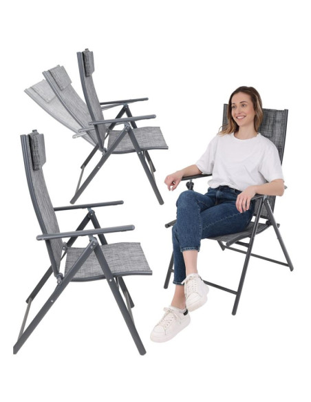 Krzesło ogrodowe 57x68x106cm  2xtextline 7-pozycyjne z zagłówkiem kpl.2szt