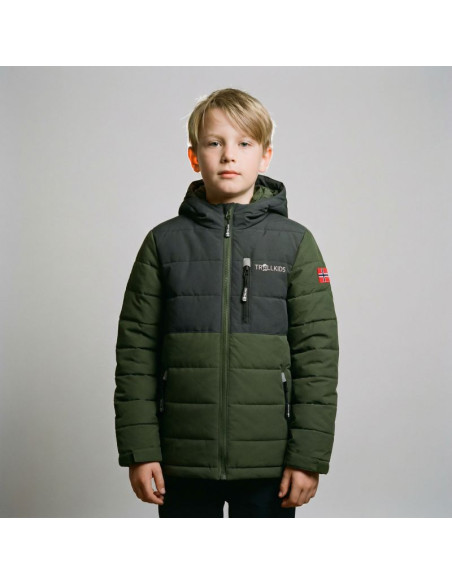 Kurtka zimowa dziecięca trollkids kids hemsedal snow jacket xt wodoodporna zielona (513-347)
