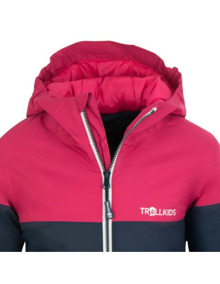 Kurtka z kapturem dziewczęca trollkids girls hallingdal jacket z kapturem granatowa/różowa (223-114)