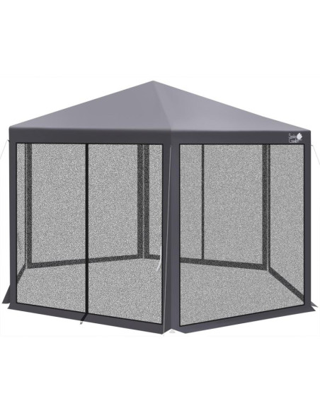 Pawilon ogrodowy sześciokątny 2x2x2x2.5m z moskitierą szary