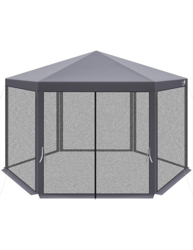 Pawilon ogrodowy sześciokątny 2x2x2x2.5m z moskitierą szary