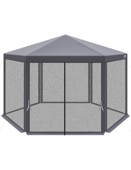Pawilon ogrodowy sześciokątny 2x2x2x2.5m z moskitierą szary
