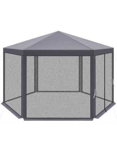 Pawilon ogrodowy sześciokątny 2x2x2x2.5m z moskitierą szary