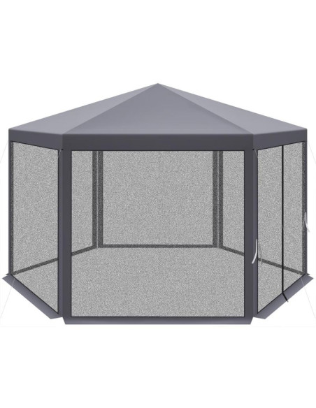 Pawilon ogrodowy sześciokątny 2x2x2x2.5m z moskitierą szary