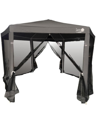 Pawilon ogrodowy sześciokątny 2x2x2x2.5m z moskitierą szary