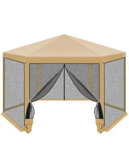 Pawilon ogrodowy sześciokątny 2x2x2x2.5m z moskitierą beżowy