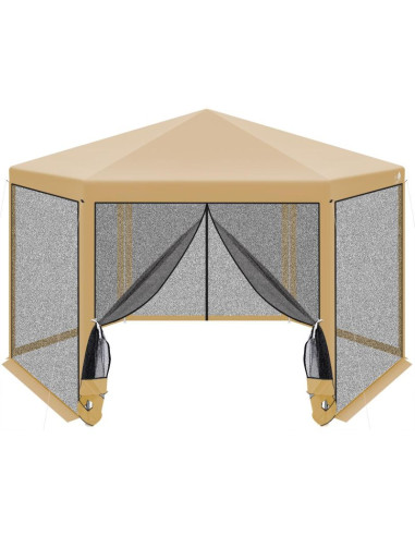 Pawilon ogrodowy sześciokątny 2x2x2x2.5m z moskitierą beżowy