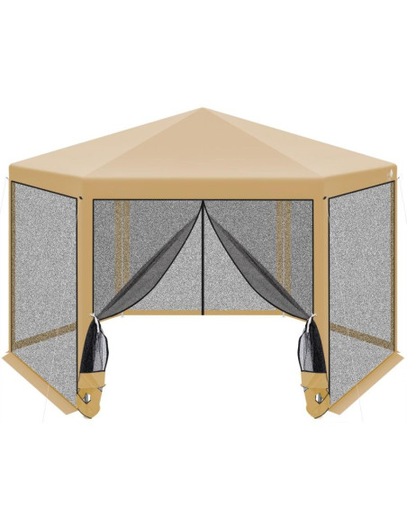 Pawilon ogrodowy sześciokątny 2x2x2x2.5m z moskitierą beżowy