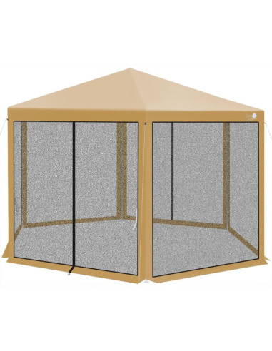 Pawilon ogrodowy sześciokątny 2x2x2x2.5m z moskitierą beżowy