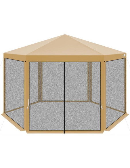 Pawilon ogrodowy sześciokątny 2x2x2x2.5m z moskitierą beżowy