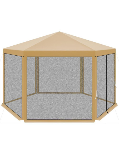Pawilon ogrodowy sześciokątny 2x2x2x2.5m z moskitierą beżowy